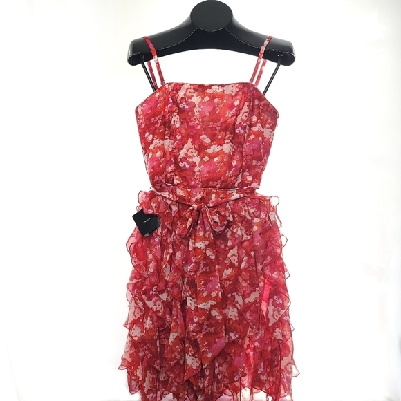 White House Black Market Formal Layered Ruffle Strap/less Dress - Picture 2 of 12